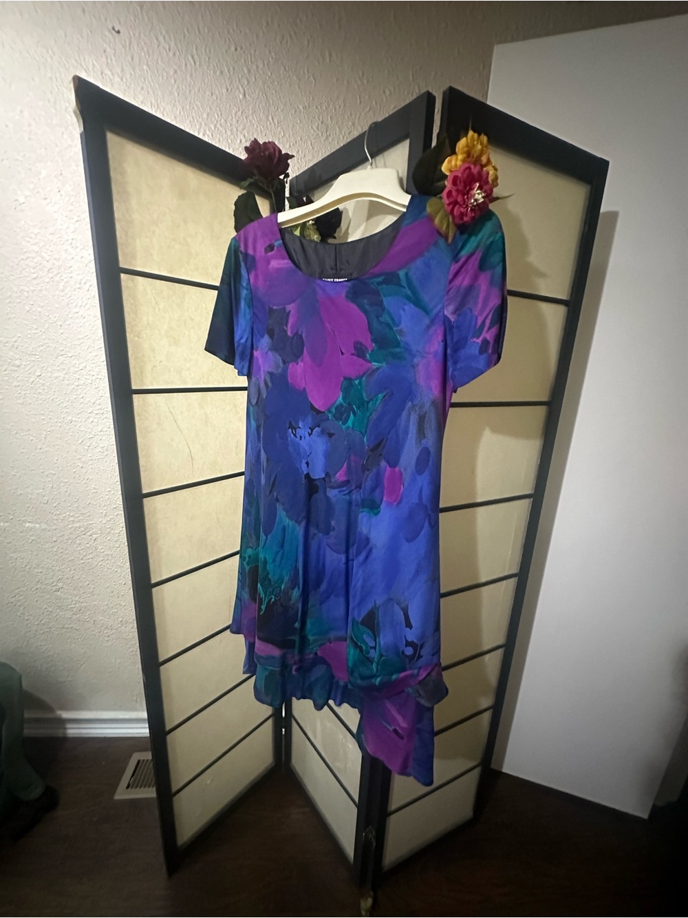 Saint Tropez West Purple and Teal Floral Tunic Dress